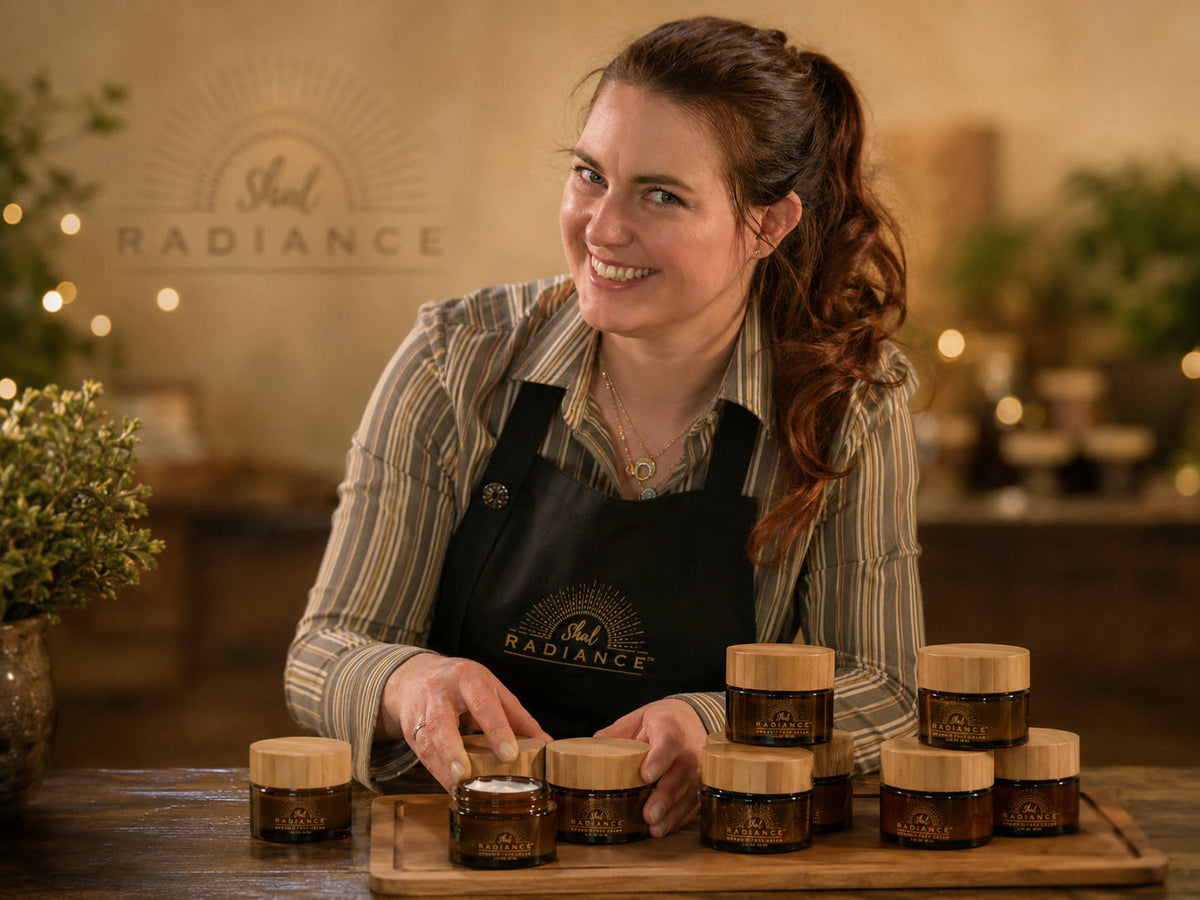 Shalome, founder of Shal Radiance, making tallow balm in small batches in California